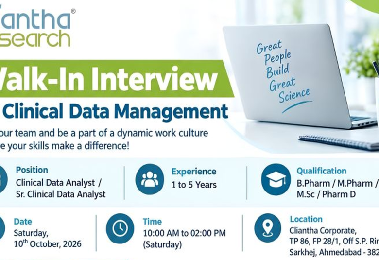 Cliantha Research Hiring Clinical Data Analyst