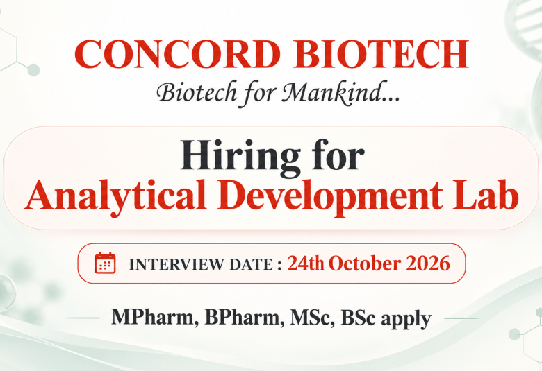Concord Biotech Hiring for Analytical Development Lab