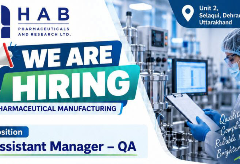 HAB Pharma Hiring QA Assistant Manager
