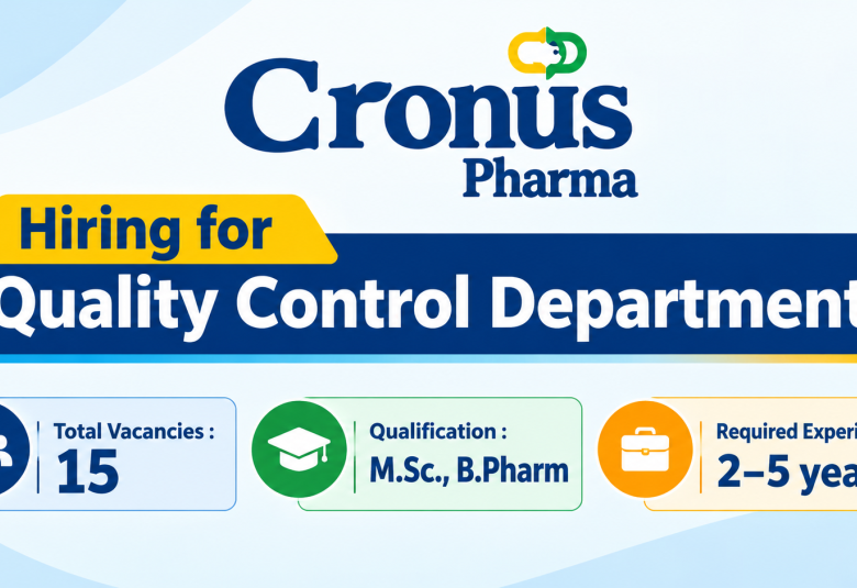 Hiring for Quality Control Department at Cronus Pharma