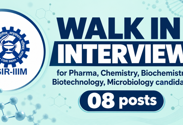 IIIM Interview for Pharma, Chemistry, Biochemistry, Biotechnology, Microbiology candidates