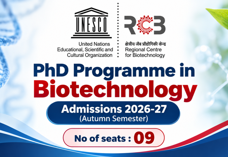 PhD Programme in Biotechnology Admissions 2026-27 (Autumn Semester) at RCB