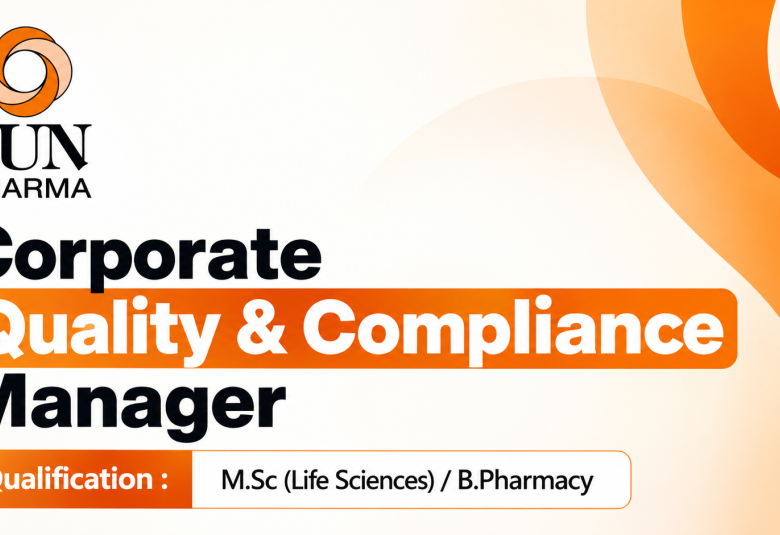 Require Corporate Quality & Compliance Manager at Sun Pharma
