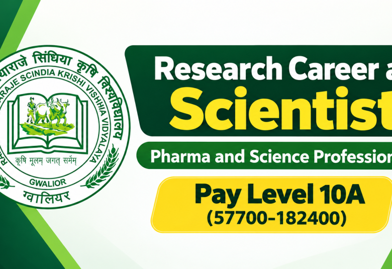 Research Career as Scientist - Pharma and Science Professionals under Rajmata Vijayaraje Scindia Krishi Vishwa Vidyalaya