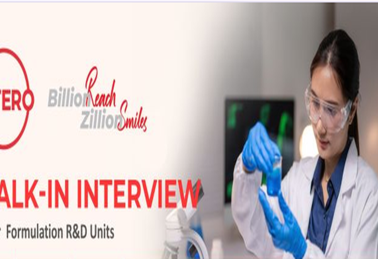 Walk In Drive for Pharma candidates in Formulation R&D Units at Hetero