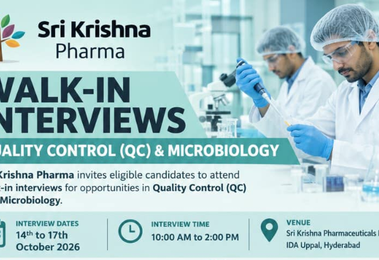 Walk in drive for Quality Control, Production and Microbiology at Sri Krishna Pharma