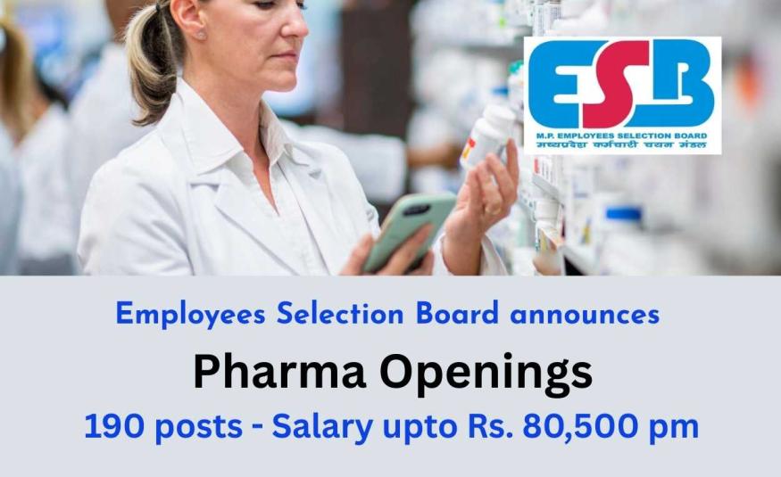 Employees Selection Board announces Pharma Openings