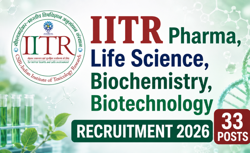 IITR Pharma, Life Science, Biochemistry, Biotechnology Recruitment 2026