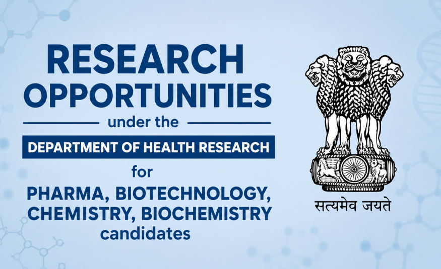 Research opportunities under the Department of Health Research for Pharma, Biotechnology, Chemistry, Biochemistry candidates