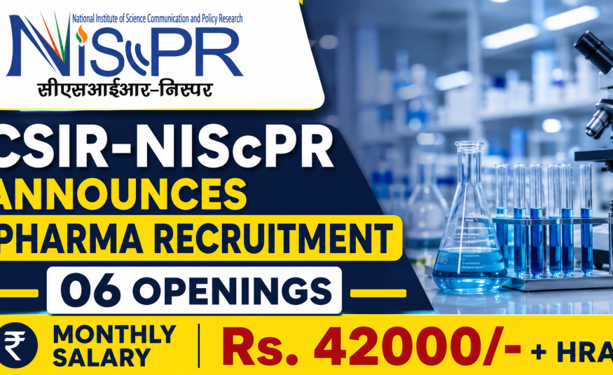 CSIR-NIScPR Announces Pharma Recruitment - 06 Openings