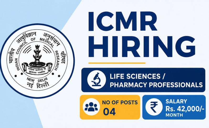 ICMR Hiring : Life Sciences / Pharmacy Professionals