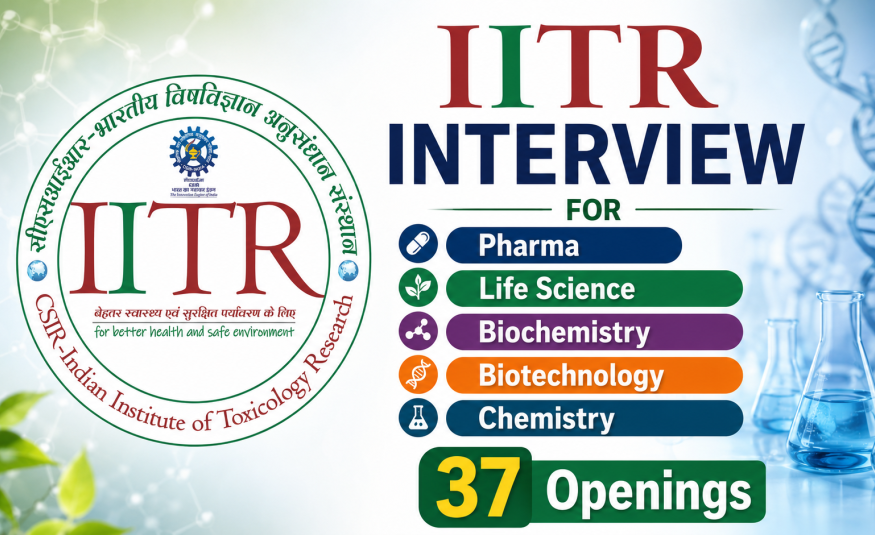 IITR Interview for Pharma, Life Science, Biochemistry, Biotechnology, Chemistry candidates