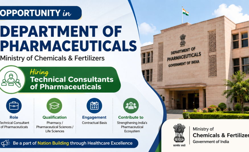 Opportunity in Department of Pharmaceuticals, Ministry of Chemicals | Hiring Technical Consultants of Pharmaceuticals