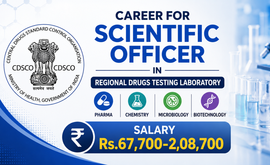 Career for Scientific Officer in Regional Drugs Testing Laboratory, CDSCO