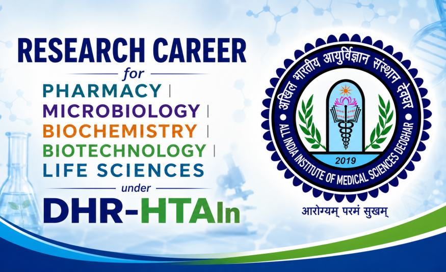 Research Career for Pharmacy, Microbiology, Biochemistry, Biotechnology, Life Sciences candidates under DHR-HTAIn, AIIMS