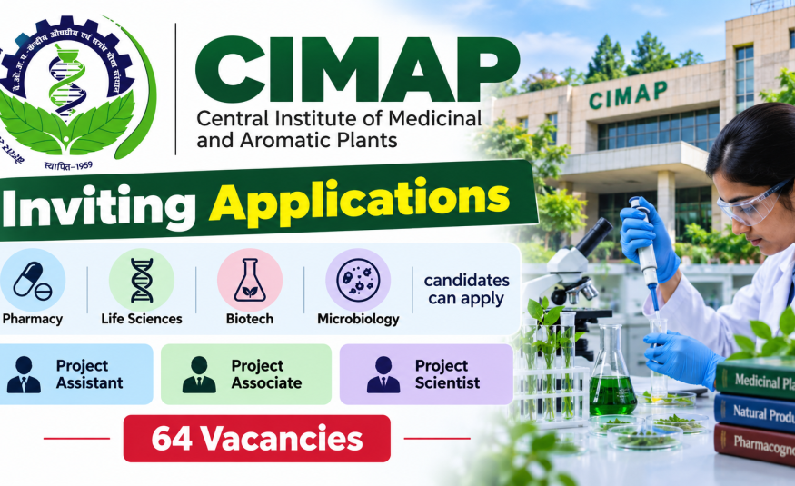 CIMAP inviting applications from Pharmacy, Life sciences, Biotech, Microbiology candidates | Hiring Project Assistant, Project Associate, Project Scientist - 64 vacancies