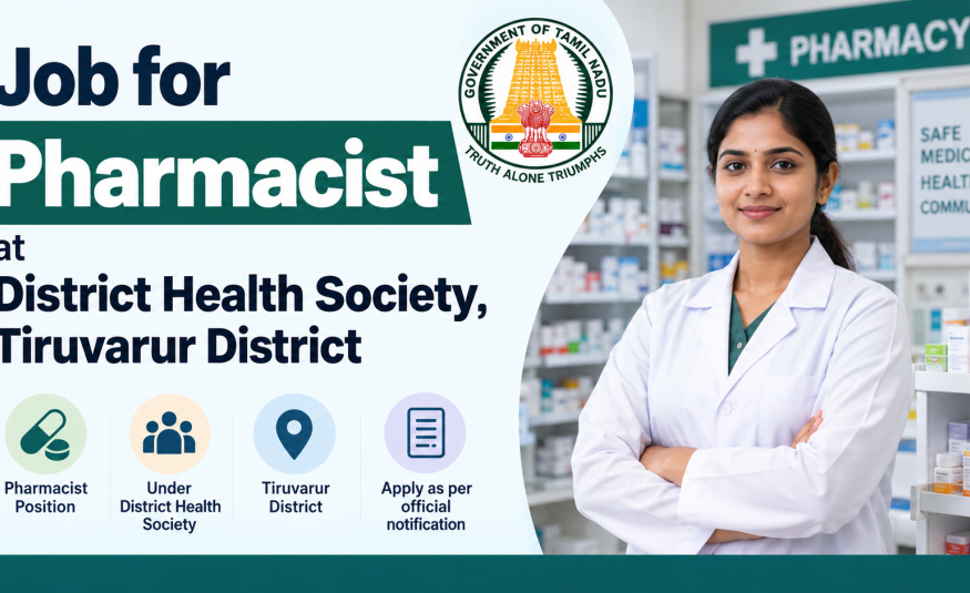 Job for Pharmacist at District Health Society, Tiruvarur District