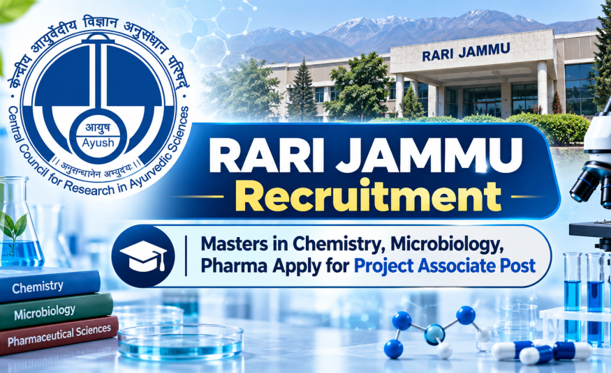 RARI JAMMU Recruitment - Masters in Chemistry, Microbiology, Pharma Apply for Project Associate Post