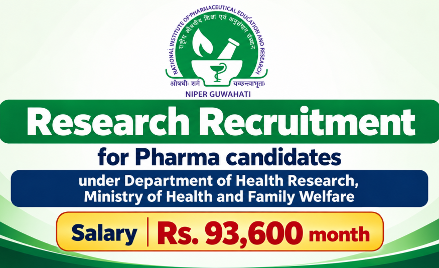 Research Recruitment for Pharma candidates under Department of Health Research, NIPER