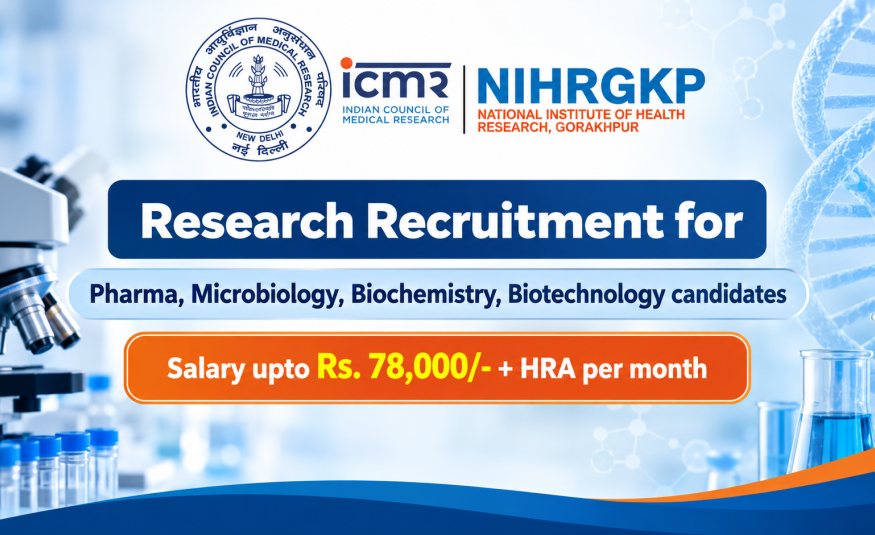 Research Recruitment for Pharma, Microbiology, Biochemistry, Biotechnology candidates at ICMR-NIHR