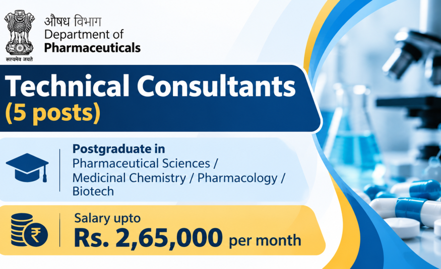 Applications invited for Technical Consultants at Department of Pharmaceuticals, Government