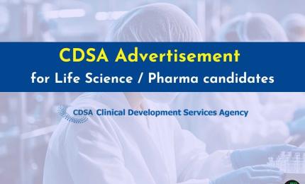CDSA Invites Applications from Life Science & Pharmacy Candidates