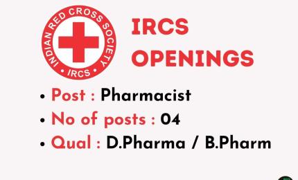 Indian Red Cross Society looking for Pharmacists