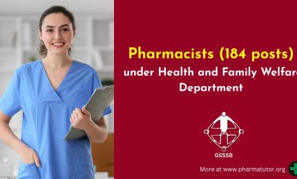 Apply Online for post of Pharmacists under Health and Family Welfare Department, GSSSB