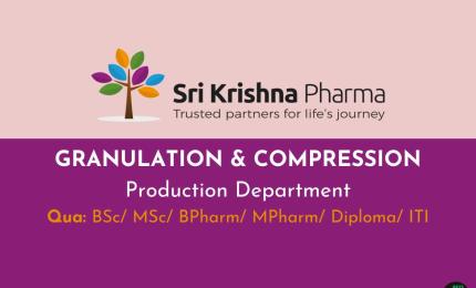 Job as Operators / Chemists at Sri Krishna Pharmaceuticals | B.Sc / M.Sc / B.Pharm / M.Pharm / Diploma / ITI can apply