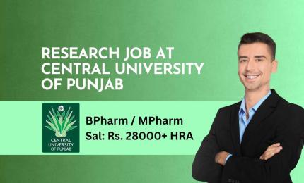 Research Job at Central University of Punjab | BPharm / MPharm career