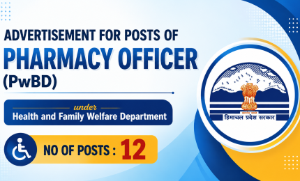 Advertisement for posts of Pharmacy Officer (PwBD) under Health and Family Welfare Department