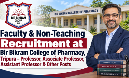 Faculty & Non-Teaching Recruitment at Bir Bikram College of Pharmacy, Tripura – Professor, Associate Professor, Assistant Professor & Other Posts
