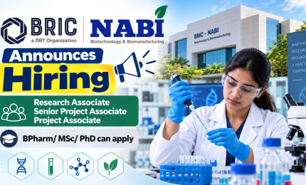 NABI announces hiring of Research Associate, Senior Project Associate, Project Associate | BPharm/ MSc/ PhD can apply