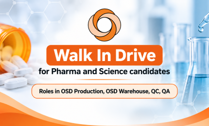 Walk In Drive for Pharma and Science candidates in Sun Pharma - Roles in OSD Production, OSD Warehouse, QC, QA