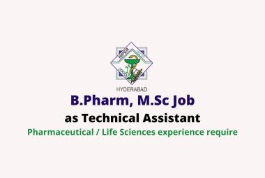 Opportunity for B.Pharm, M.Sc as Technical Assistant at NIPER