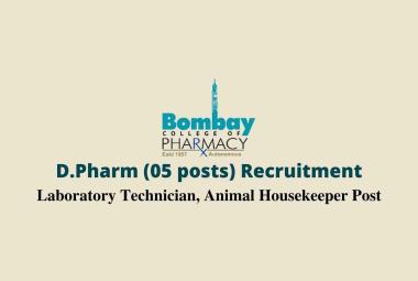 D.Pharm Recruitment at Bombay College of Pharmacy