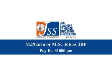 M.Pharm or M.Sc Job as Junior Research Fellow at JSS College of Pharmacy