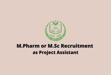 M.Pharm or M.Sc Job as Project Assistant at Jamia Hamdard