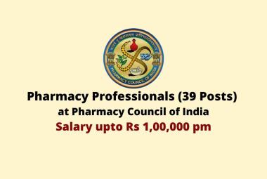 Recruitment for Pharmacy Professionals at Pharmacy Council of India