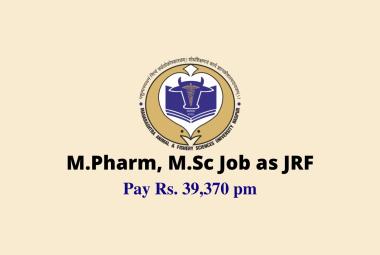 Walk in interview for M.Pharm, M.Sc as Junior Research Fellow at Mumbai Veterinary College