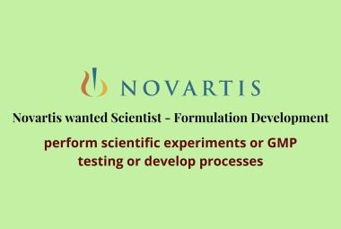 Novartis wanted Scientist Formulation Development