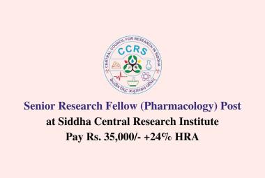 Opportunity for M.Pharm as Senior Research Fellow at SCRI