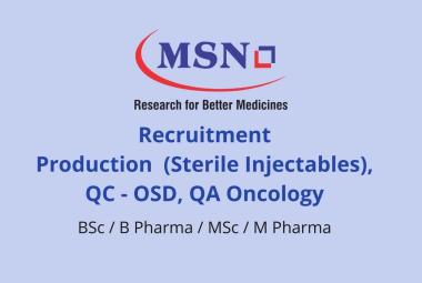 Recruitment in Production, QC, QA at MSN Group