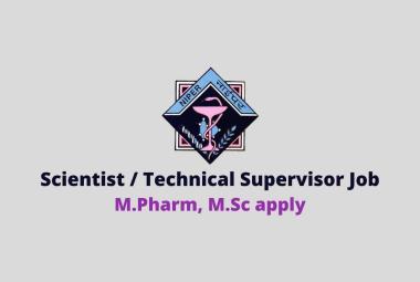 NIPER Scientist / Technical Supervisor Job