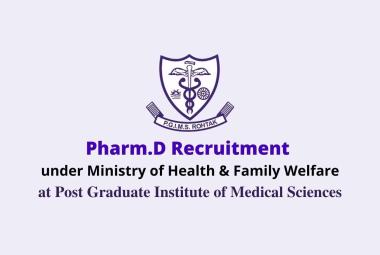 Pharm.D Recruitment under Ministry of Health and Family Welfare at PGIMS