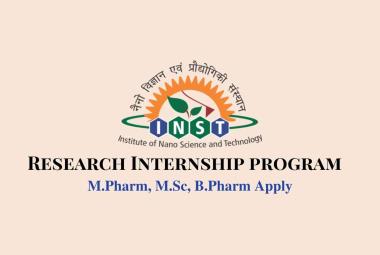 INST Research Internship Programme for M.Pharm, M.Sc, B.Pharm