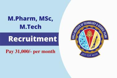 M.Pharm, MSc, M.Tech Job as Junior Research Fellow at BITS