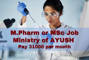 Opening for M.Pharm or MSc at RARI, Ministry of AYUSH