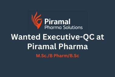 Wanted Executive Quality Control at Piramal Pharma