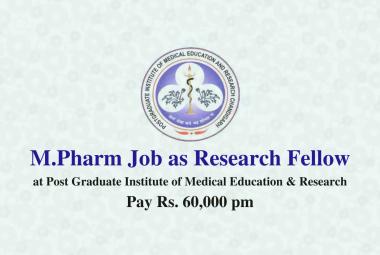 Career for M.Pharm as Research Fellow at PGIMER